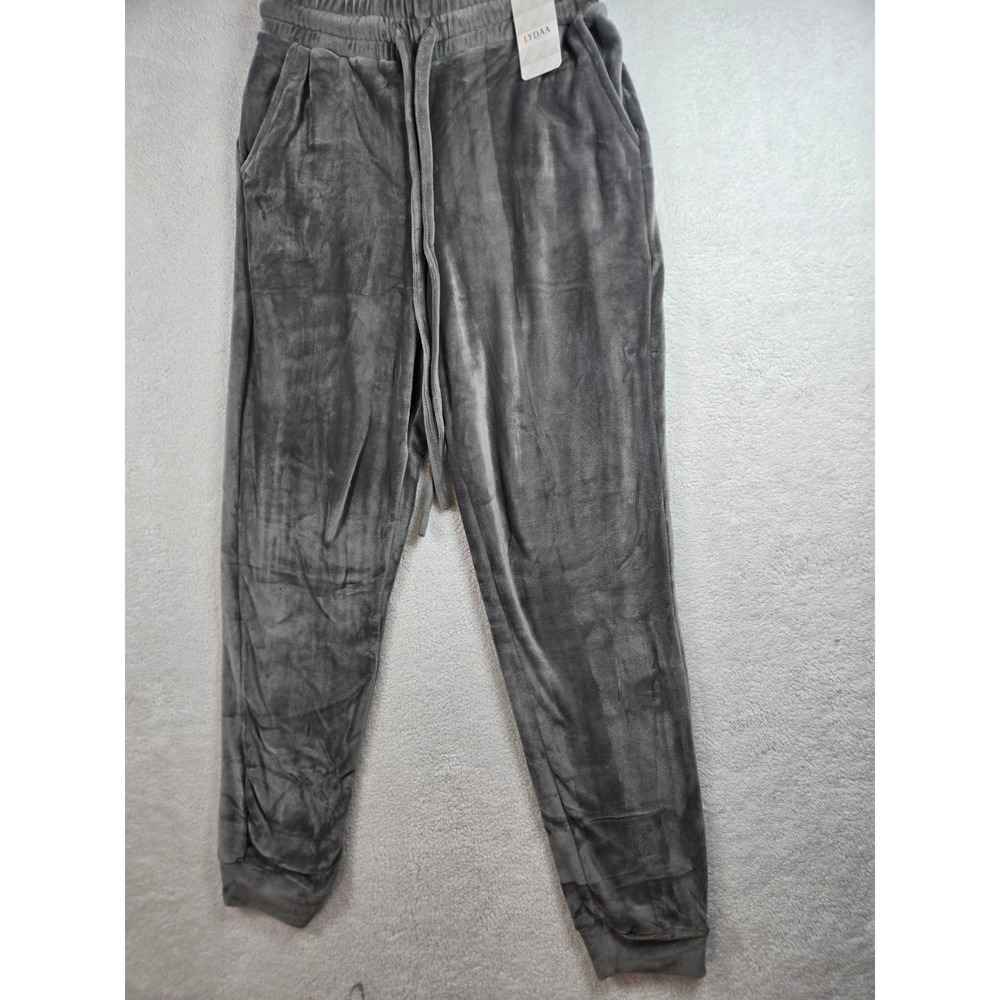 Lydaa Grey Velour Joggers A2607 Soft Velvet Sweatpants Grey S NWT